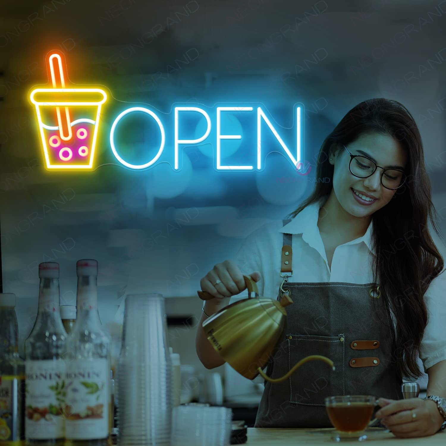 Custom Milk Tea Open Neon Signs Custom Coffee Light for Wall Decor Lamp Light Restaurant Party Open Neon Sign for Open Sign
